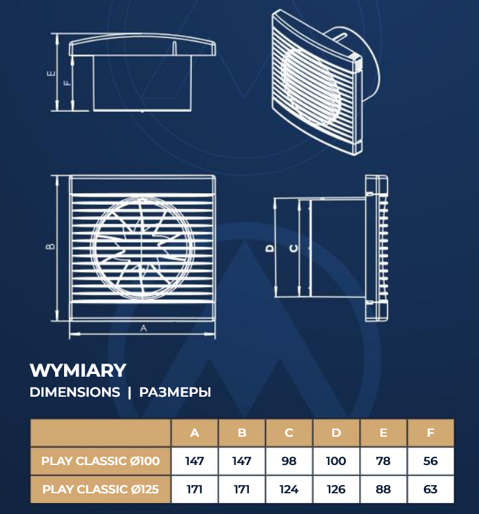 PLAY CLASSIC 100 WP Biały wentylator ścienny / White wall fan - obrazek 10