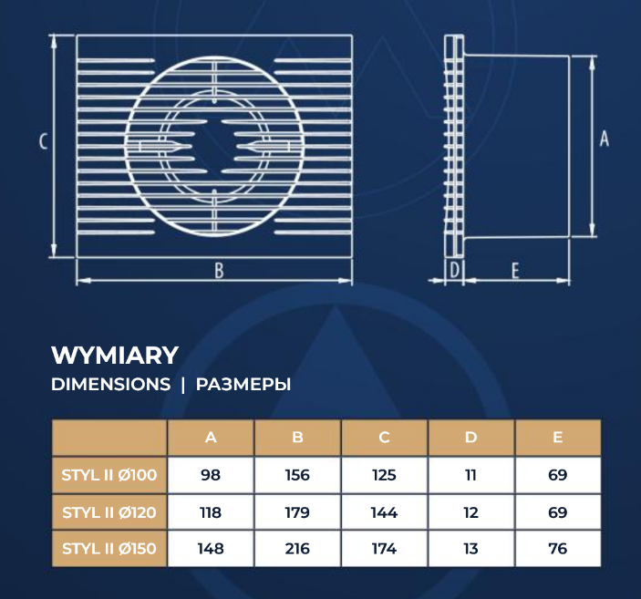 STYL II 120 WCH wentylator ścienny / wall fan - obrazek 6